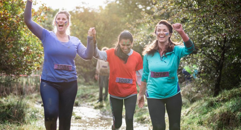 Women finishing a race 